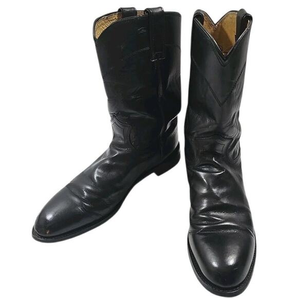 Justin ~Men\'s Size 9.5B~ Black Leather Western Boots. main image 6